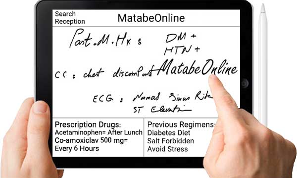 Fast and Online Access to Previous Electronic Health Records (EHR) of Patients Just With One Touch On Tablet in MatabeOnline Clinic Management Software